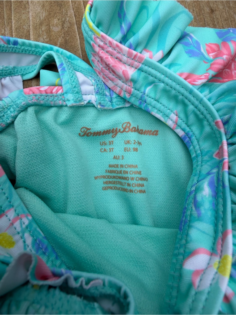 Tommy Bahama Aqua Floral Flamingo One-Piece Swimsuit - Picture 3 of 3
